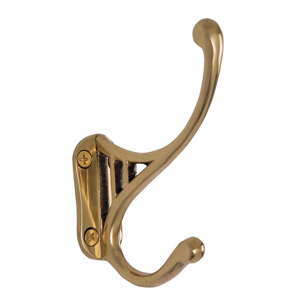 Coat Hooks Collection Single Classic Coat Hook in Polished Brass by