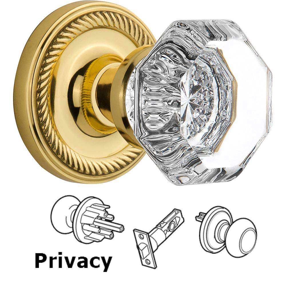Rope Collection Privacy Knob Rope Rose with Waldorf Crystal Door