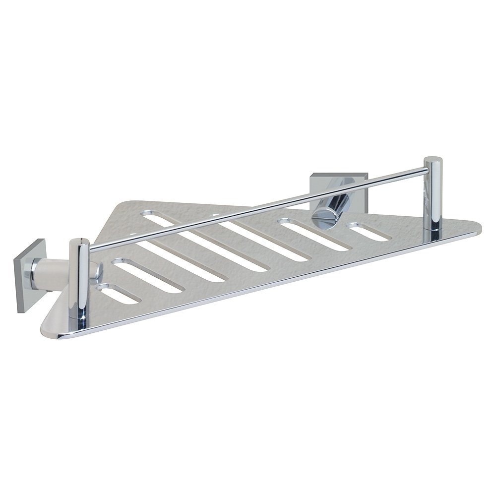 Essentials Triangular Shower Shelf with Square Backplates in Chrome