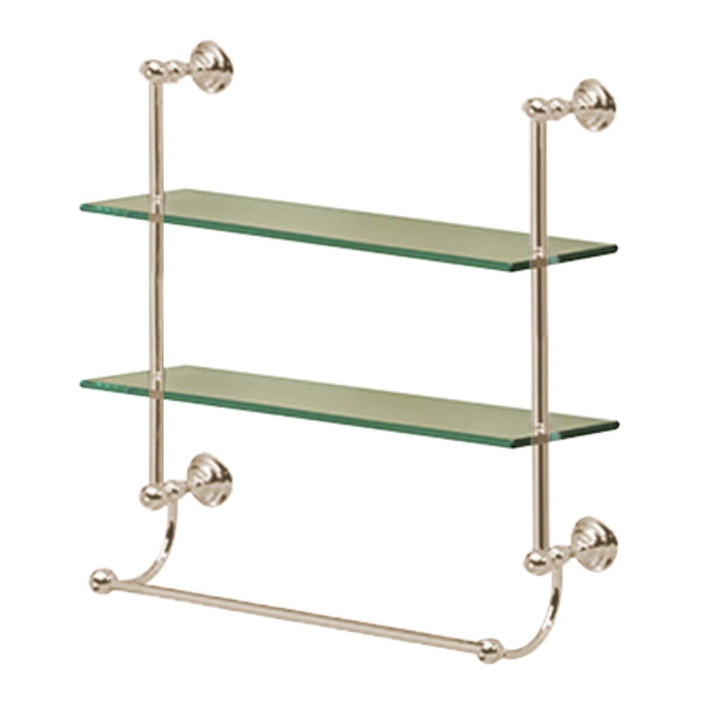 Kingston Collection Two Tier Glass Shelf with Towel Bar in Satin