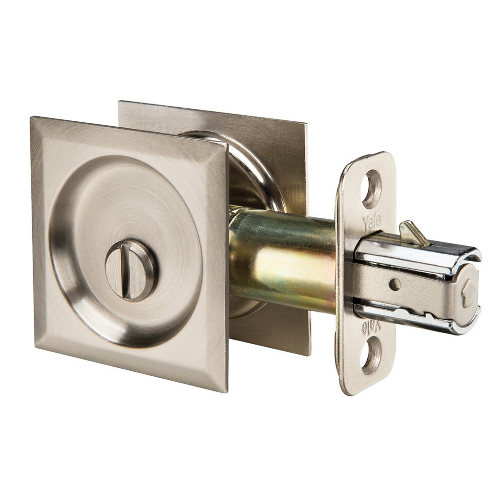 Yale Edge Collection Privacy Pocket Door Lock in Square in Satin Nickel by Yale Hardware