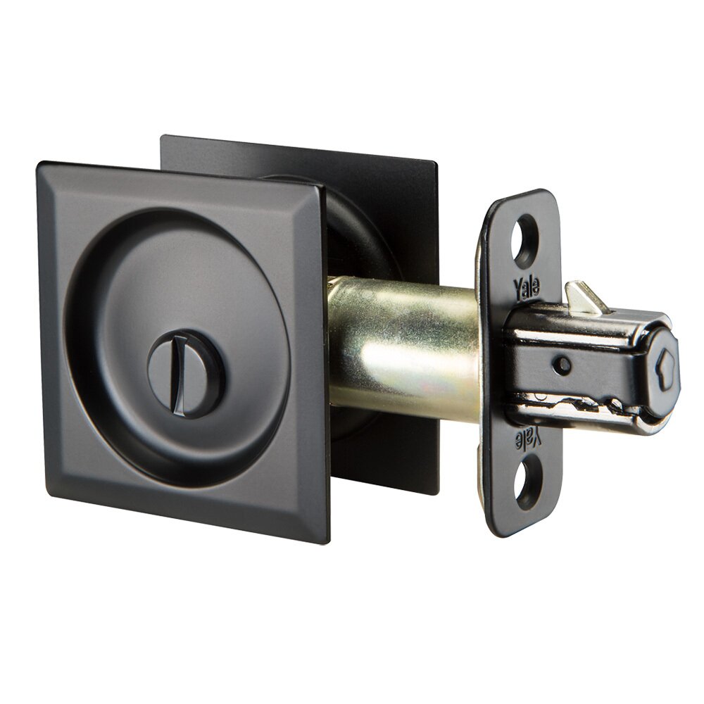 Yale Edge Collection Privacy Pocket Door Lock in Square in Black by Yale Hardware PDPRB