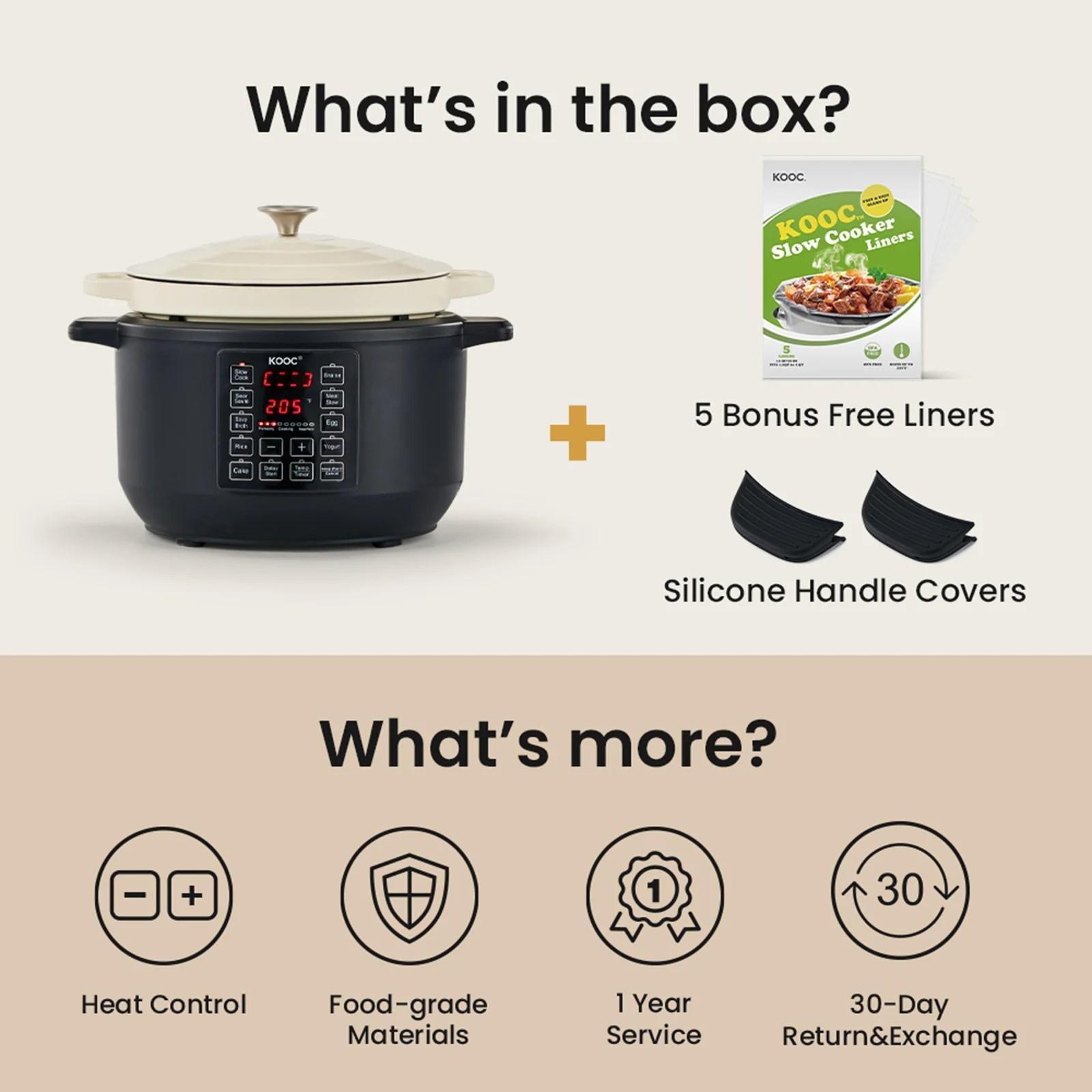 KOOC 10in1 Electric Dutch Oven, 6Quart White, Slow Cook, Braise, Me KOOC Official