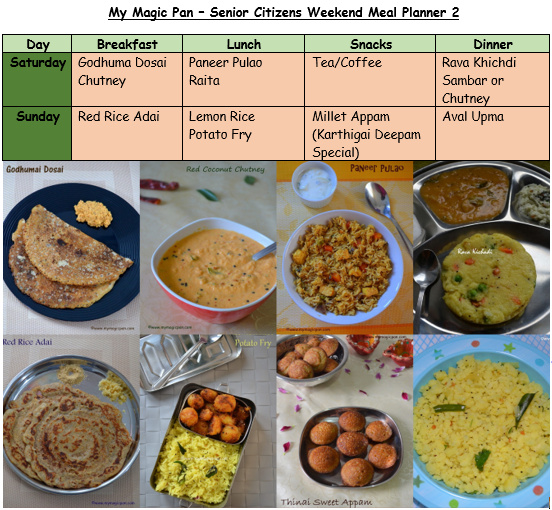 Senior Citizens Meal Planner Elderly People Veg Menu