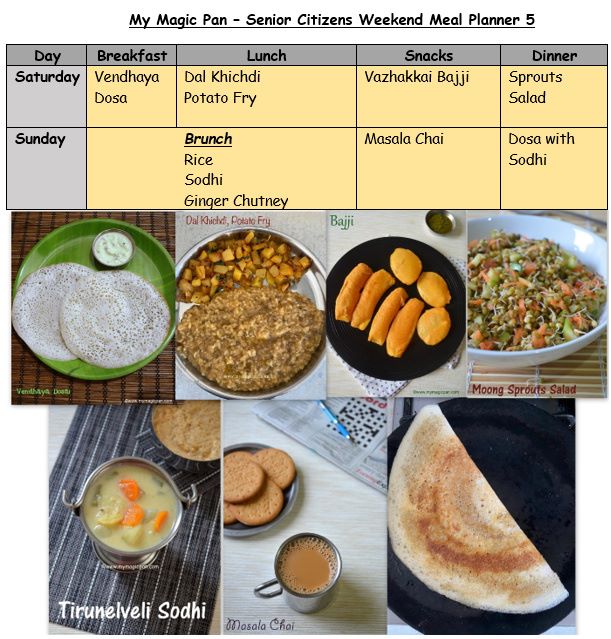 Senior Citizens Meal Planner Elderly People Veg Menu