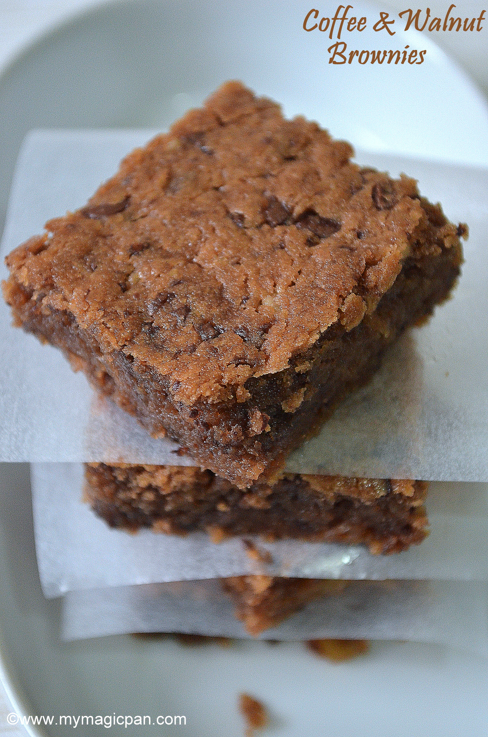 Coffee Walnut Brownies Eggless Brownies