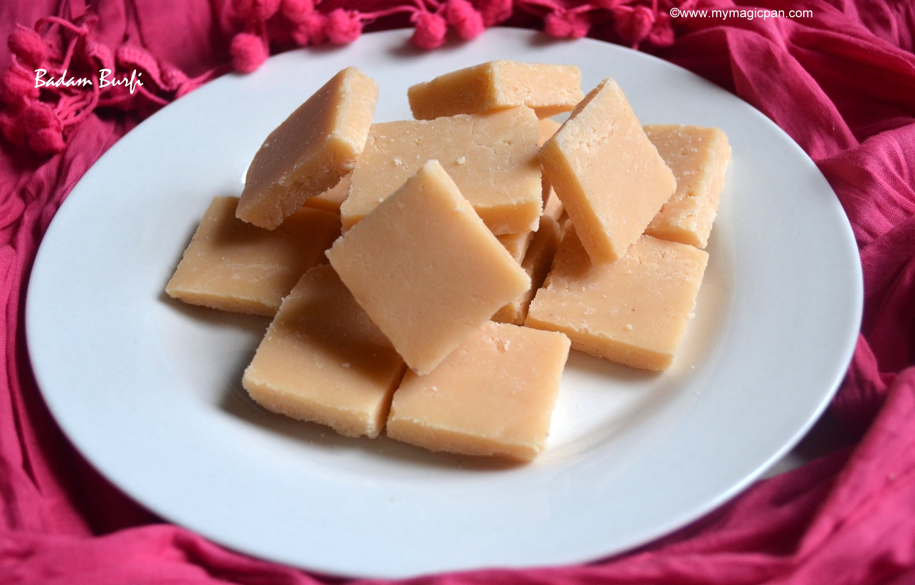 Badam Burfi Microwave Badam Burfi