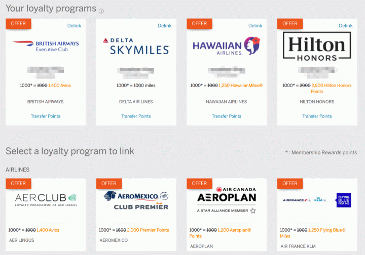 American Express Membership Rewards Airline and Hotel