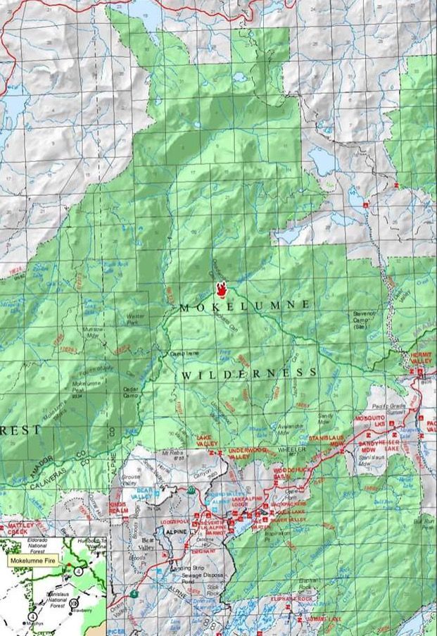 Mokelumne Hill Fire Map Mokelumne Fire In Stanislaus National Forest Grows