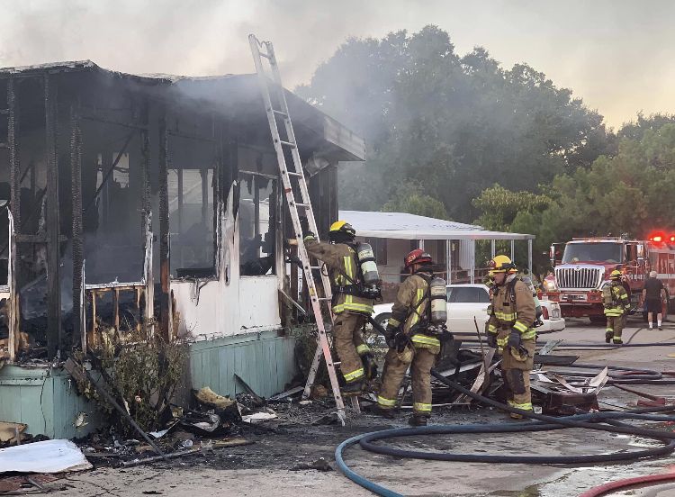 Update Fire Crews Extinguishing Mobile Home Fire