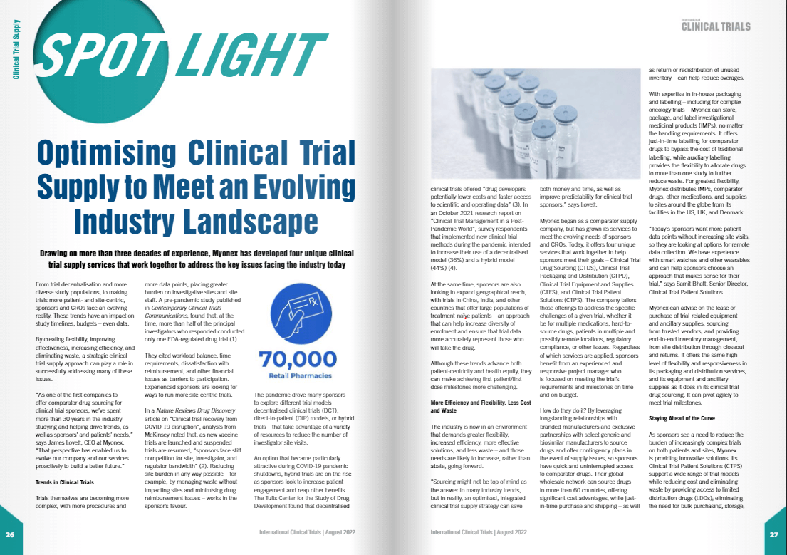 Myonex Featured in International Clinical Trials Magazine
