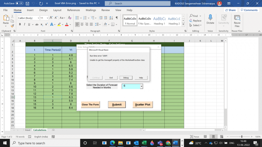Runtime Error 1004 Unable to get Averageif property of Worksheet