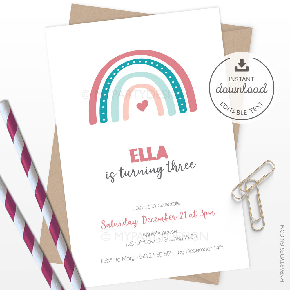 Invitations & Announcements Birthday invitation Rainbow shower party