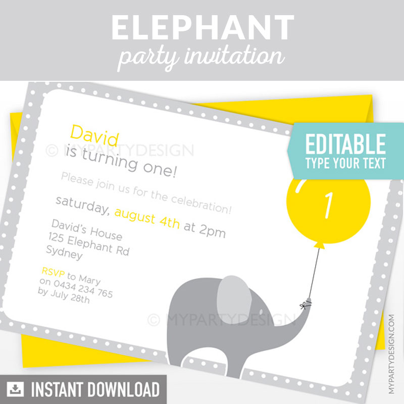 Elephant Birthday Party Printables My Party Design