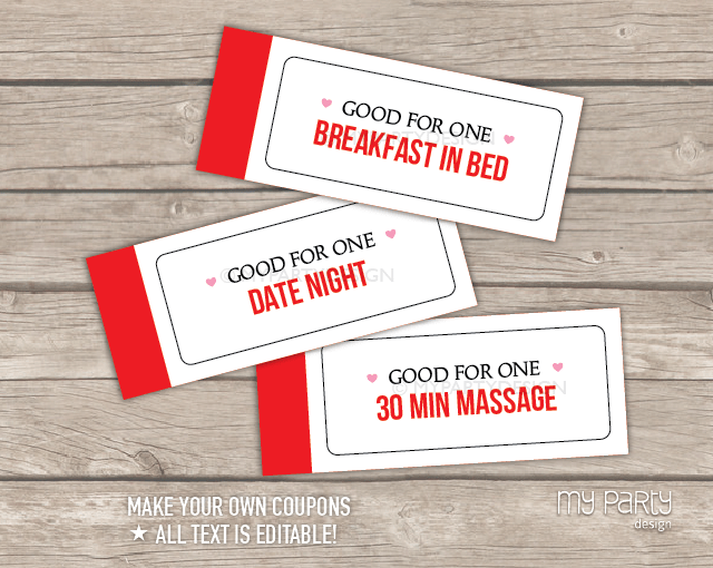 Coupon book of love Printable Template My Party Design