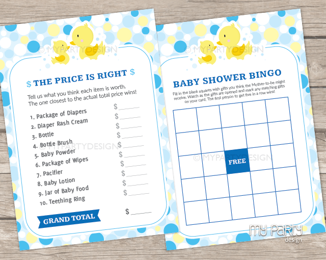 Rubber Duck Baby Shower PRINTABLE Baby Shower Games My Party Design