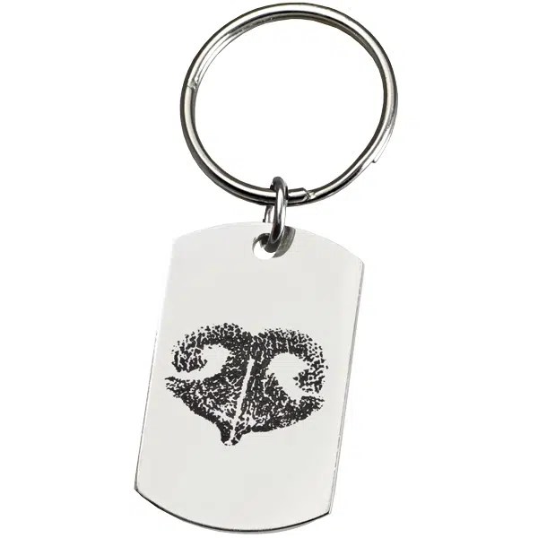 Dog Tag Keychain with Actual Nose or Paw Print, Stainless steel