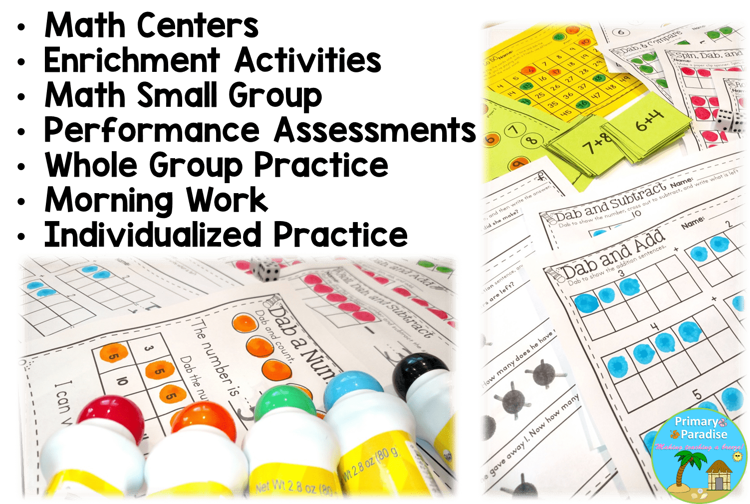 Let your students use bingo dabbers to practice skills such as counting & identifying numbers to