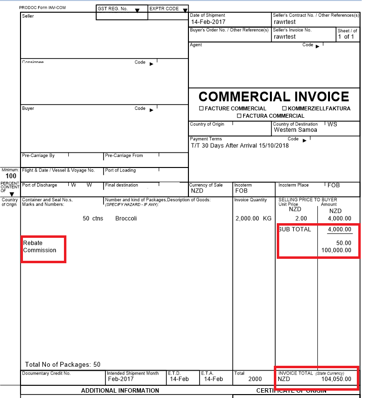 Additional Charges (nonproduct invoice items) TradeWindow Prodoc