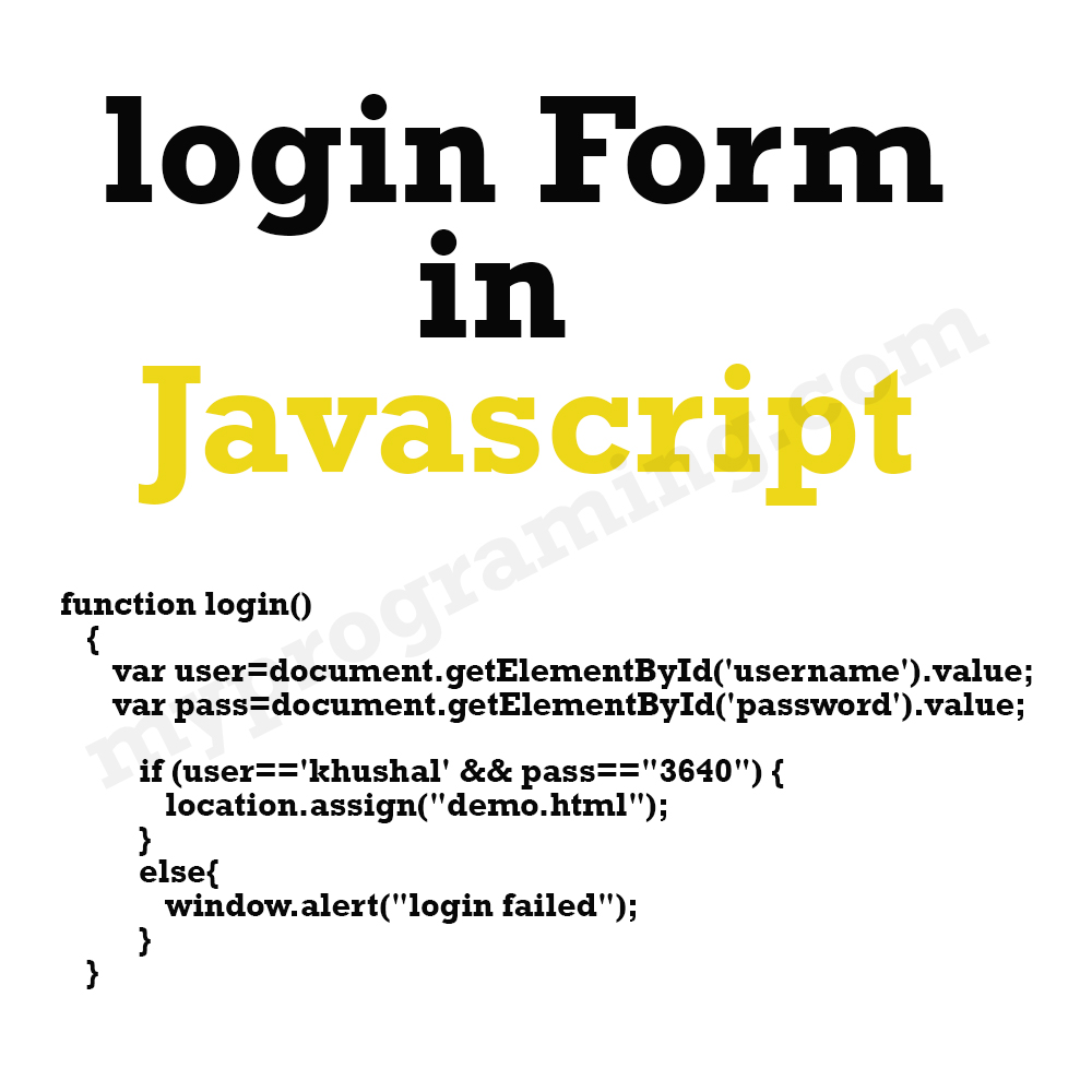 how to create a form in javascript login form in javascript