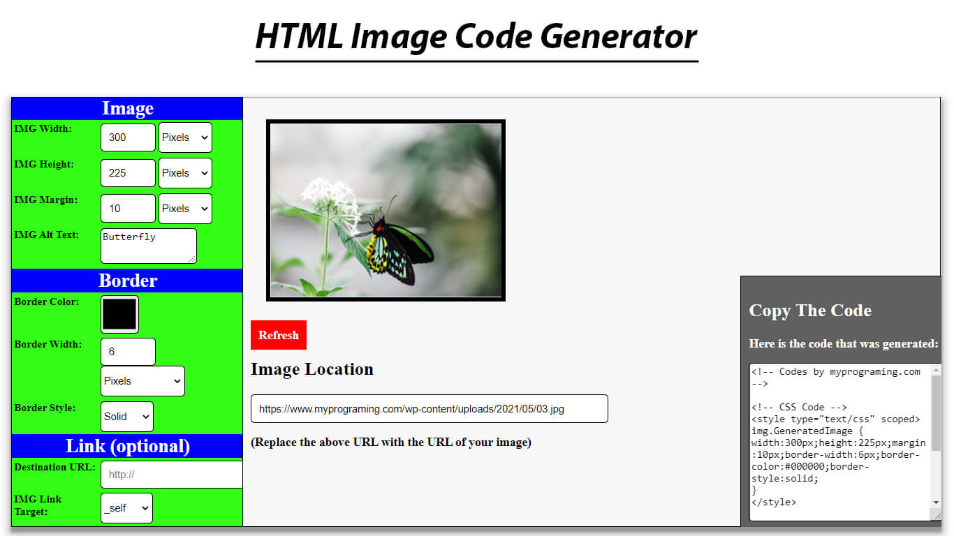 HTML Image Code Generator myprograming