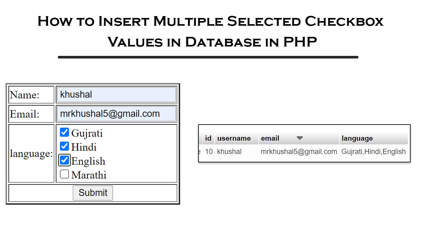 How to Insert Multiple Selected Checkbox Values in Database in PHP