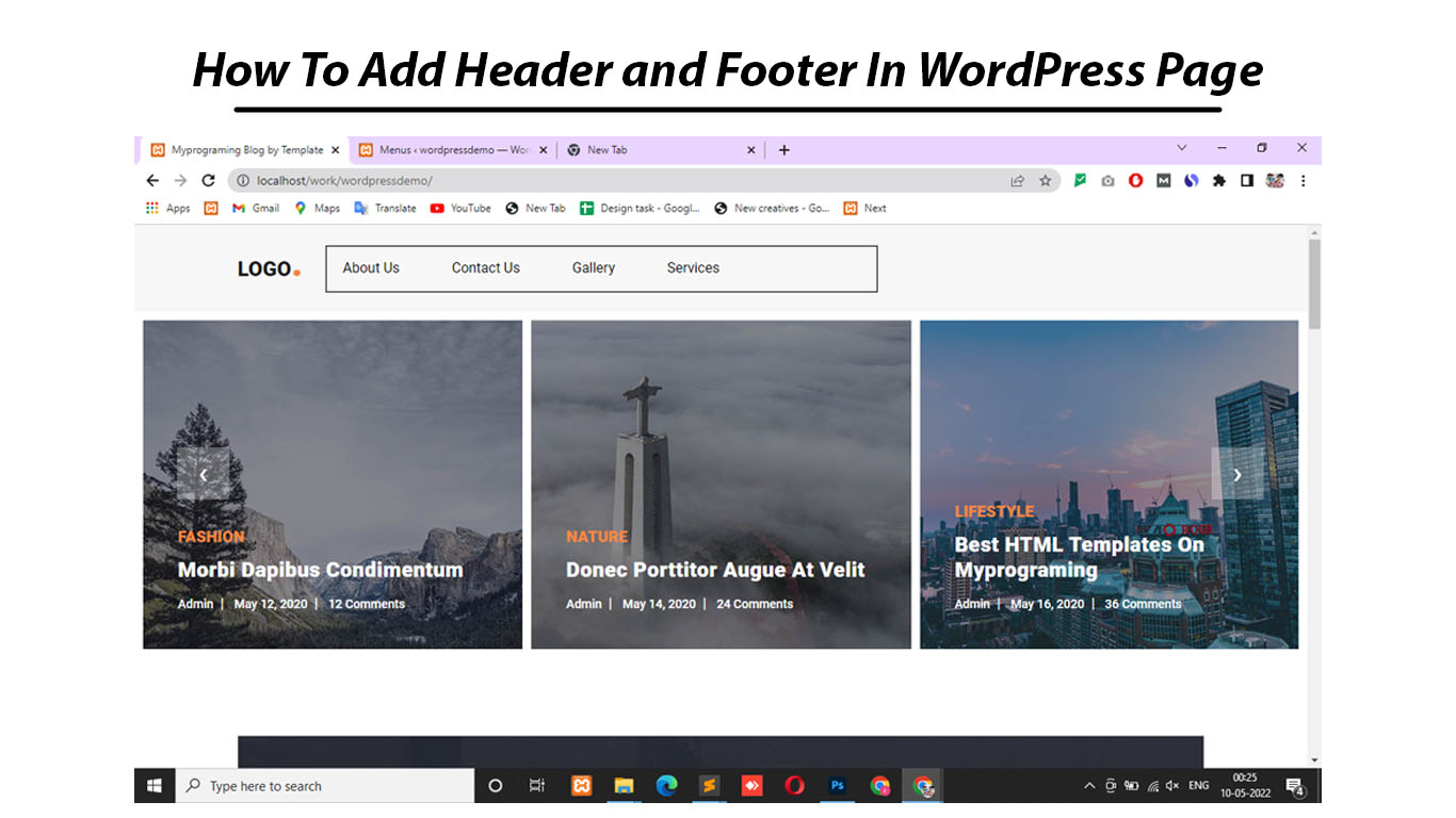 How To Add Header and Footer In WordPress Page myprograming