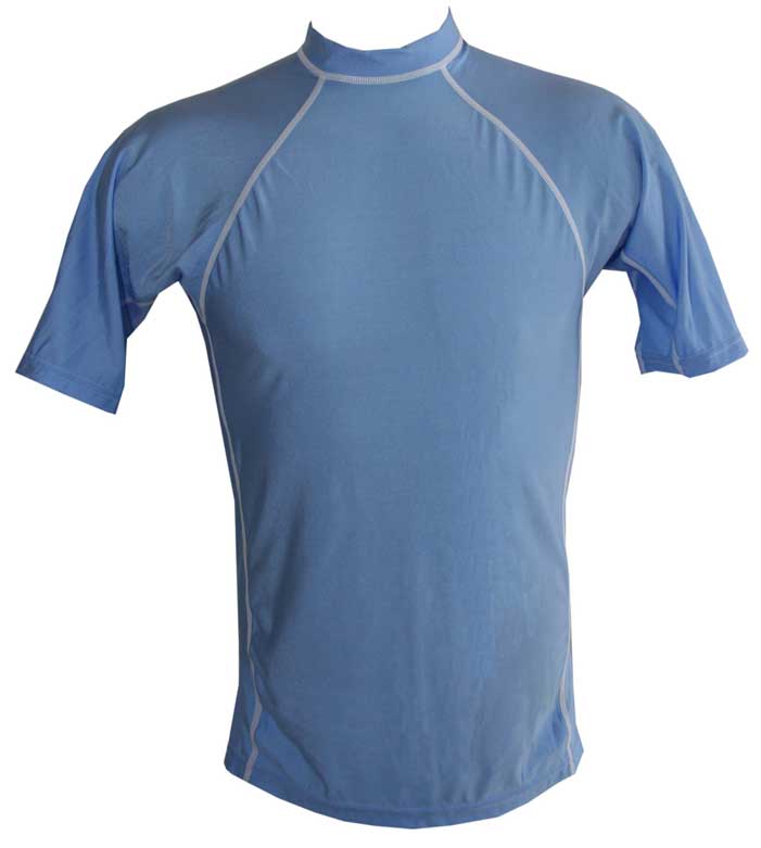 Mens Rash Guard Short Sleeve Light Blue