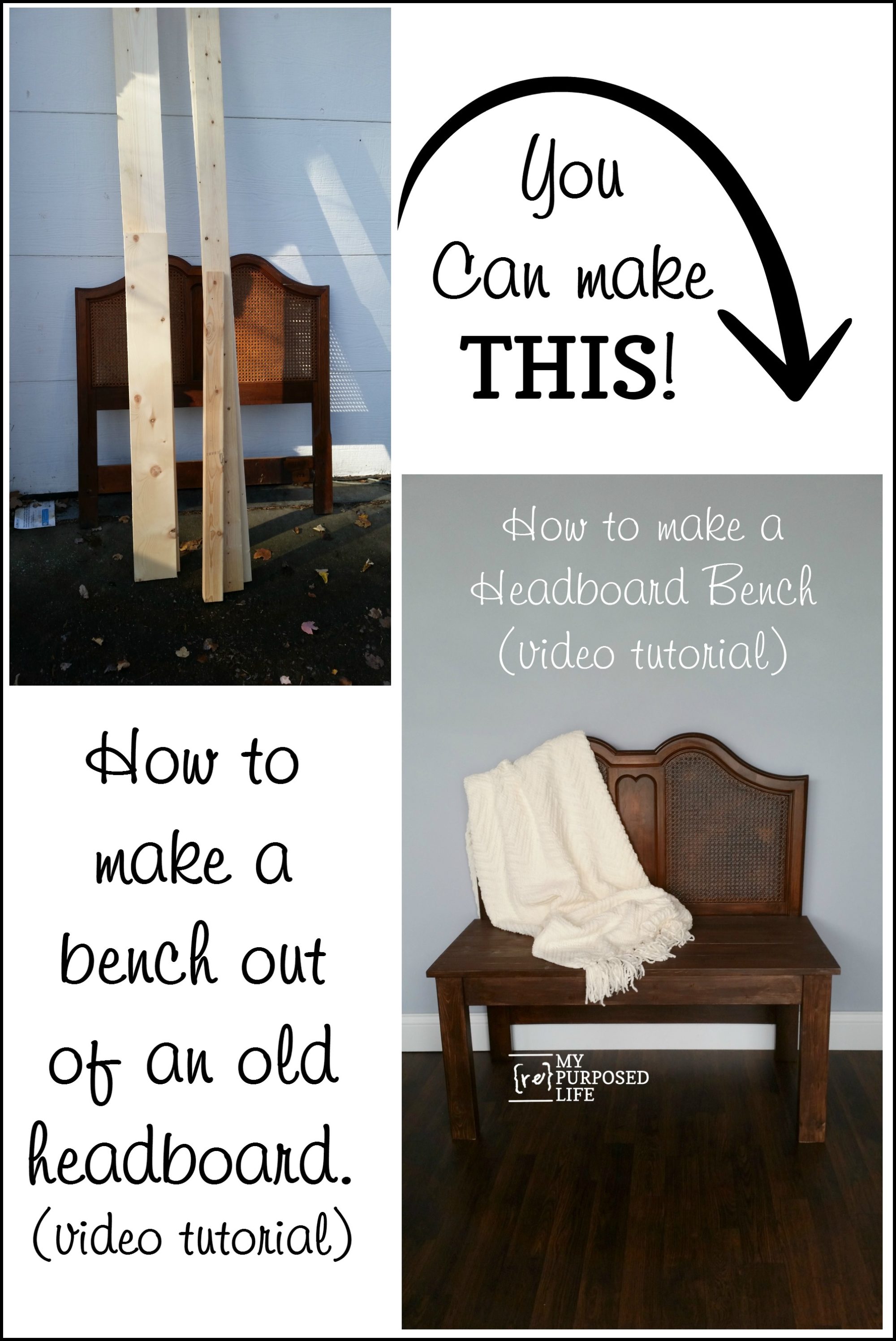 How to Build A Headboard Bench Video My Repurposed Life®