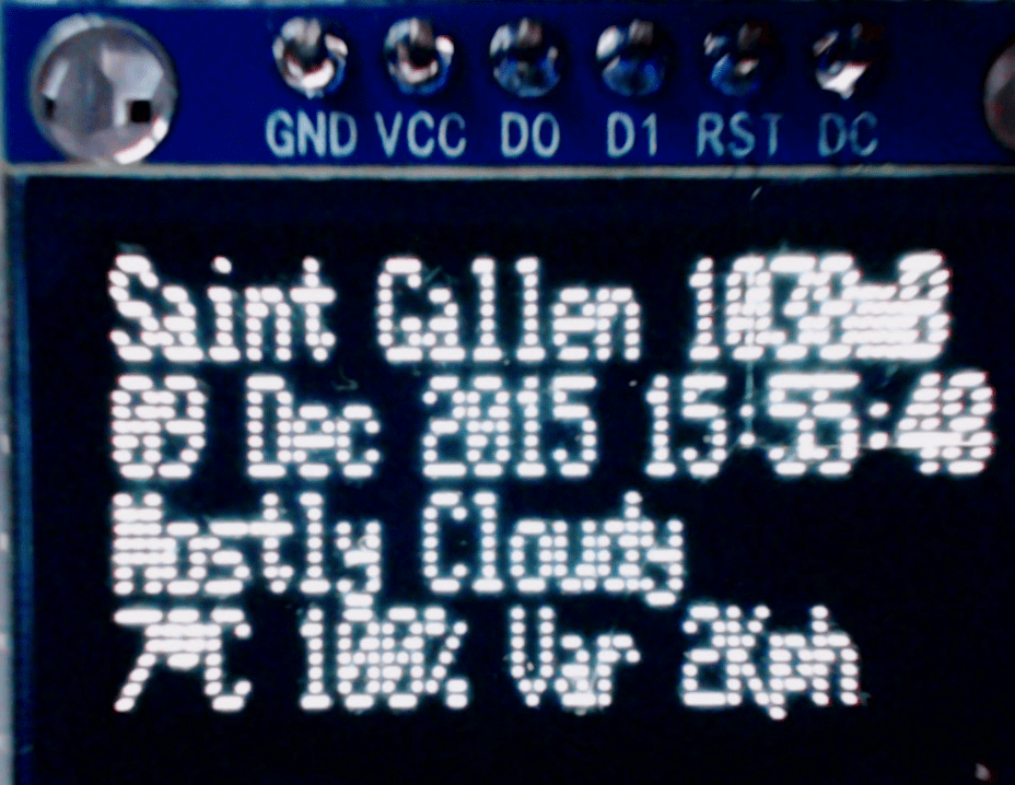 Weather prediction using with a WiFi enabled ESP8266