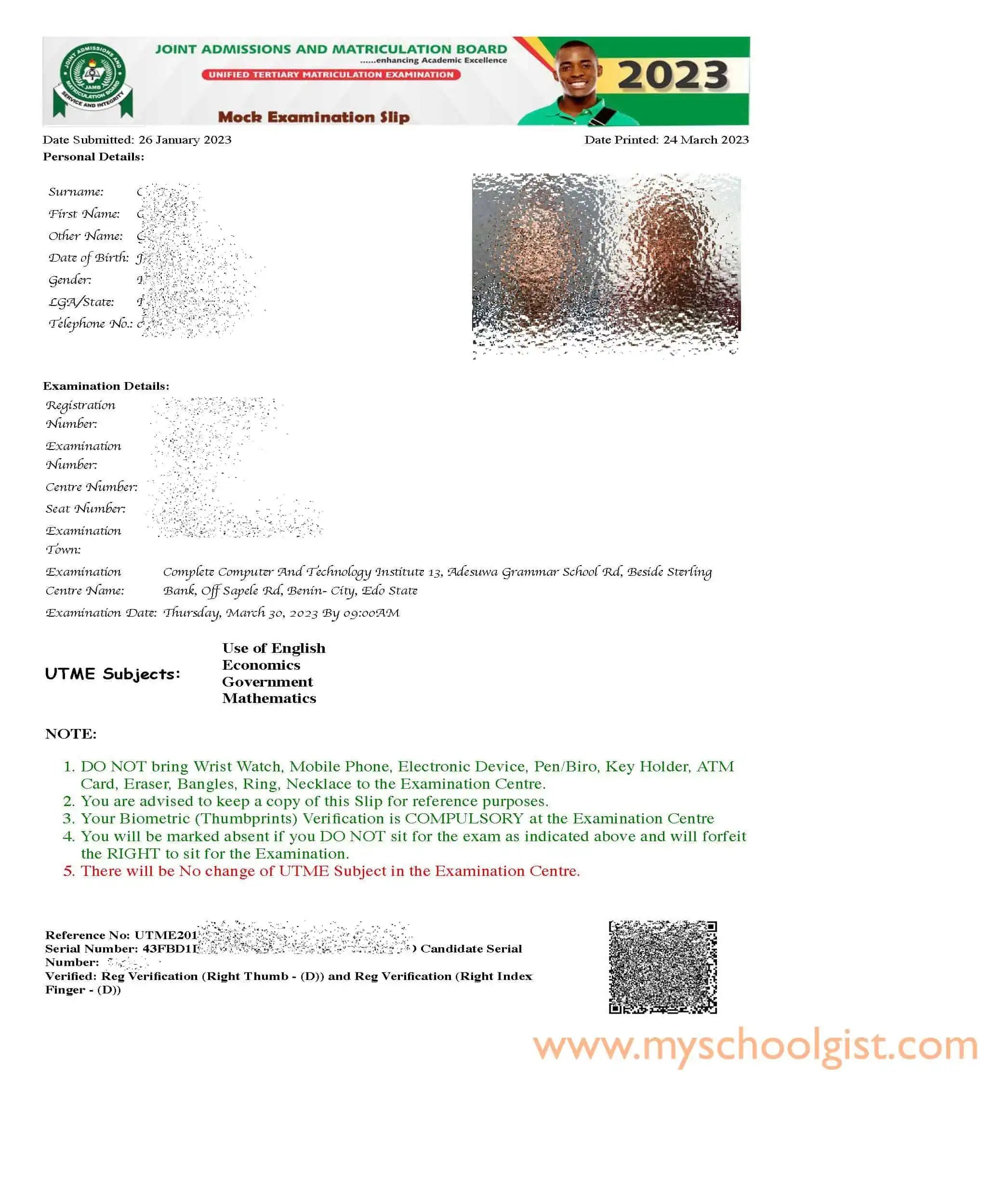 How to Print 2023 JAMB Mock Examination Slips Supplementary