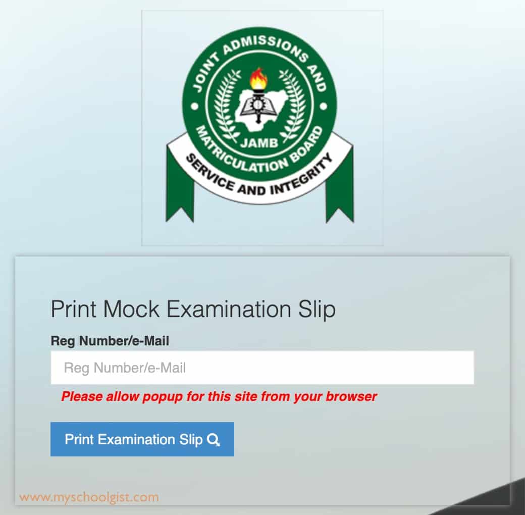 How to Print 2023 JAMB Mock Examination Slips Supplementary