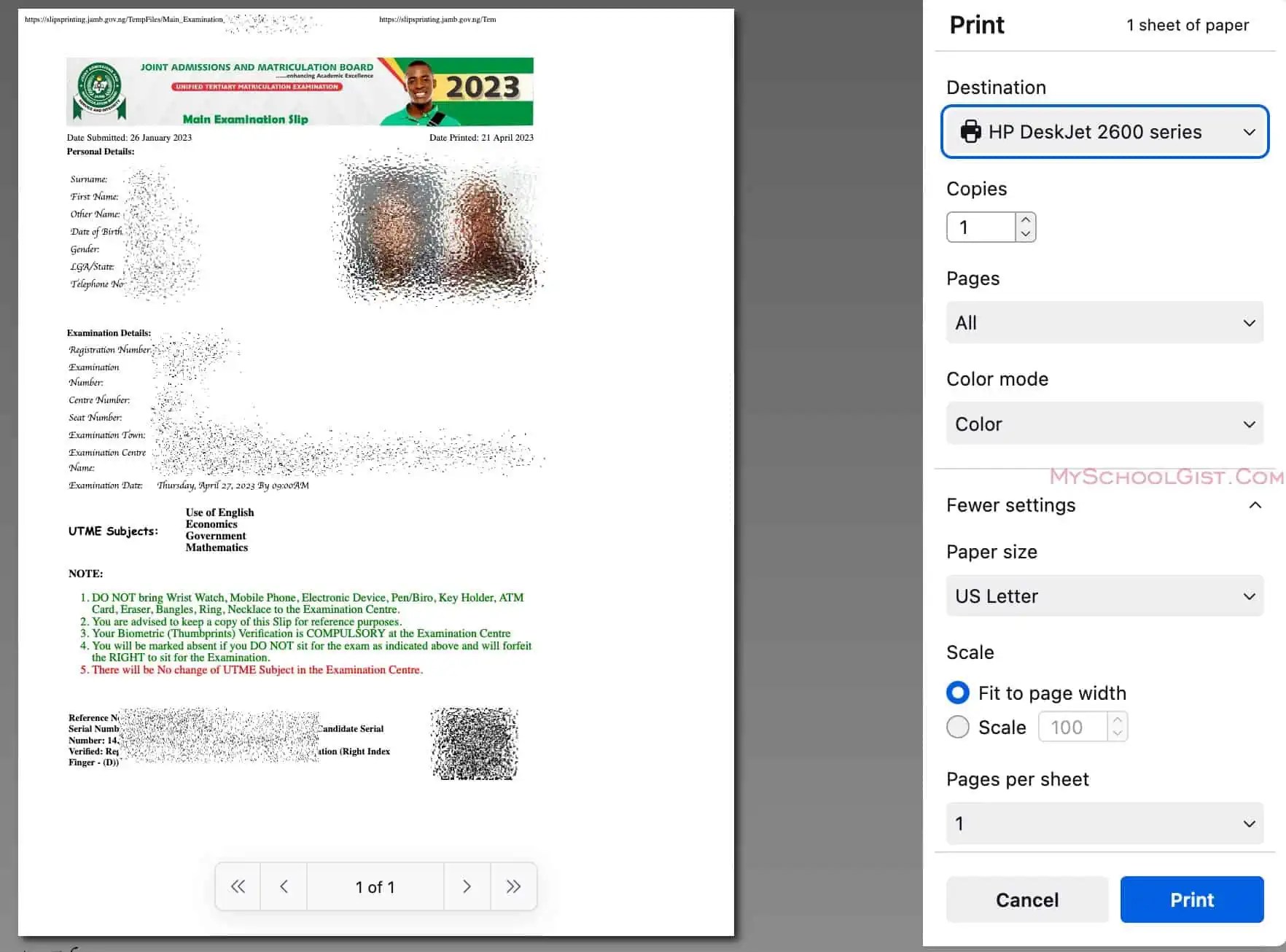 How to Reprint JAMB UTME Exam Slip 2023 on Phone & PC • MySchoolGist