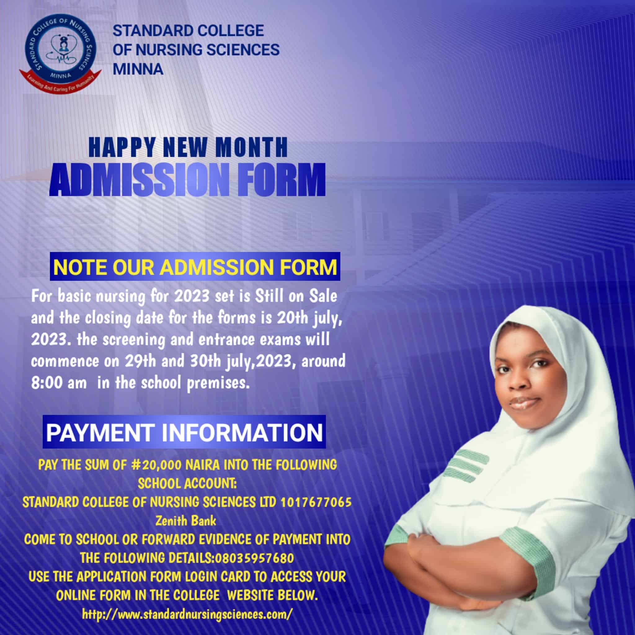 Standard College of Nursing Sciences Admission Form • MySchoolGist