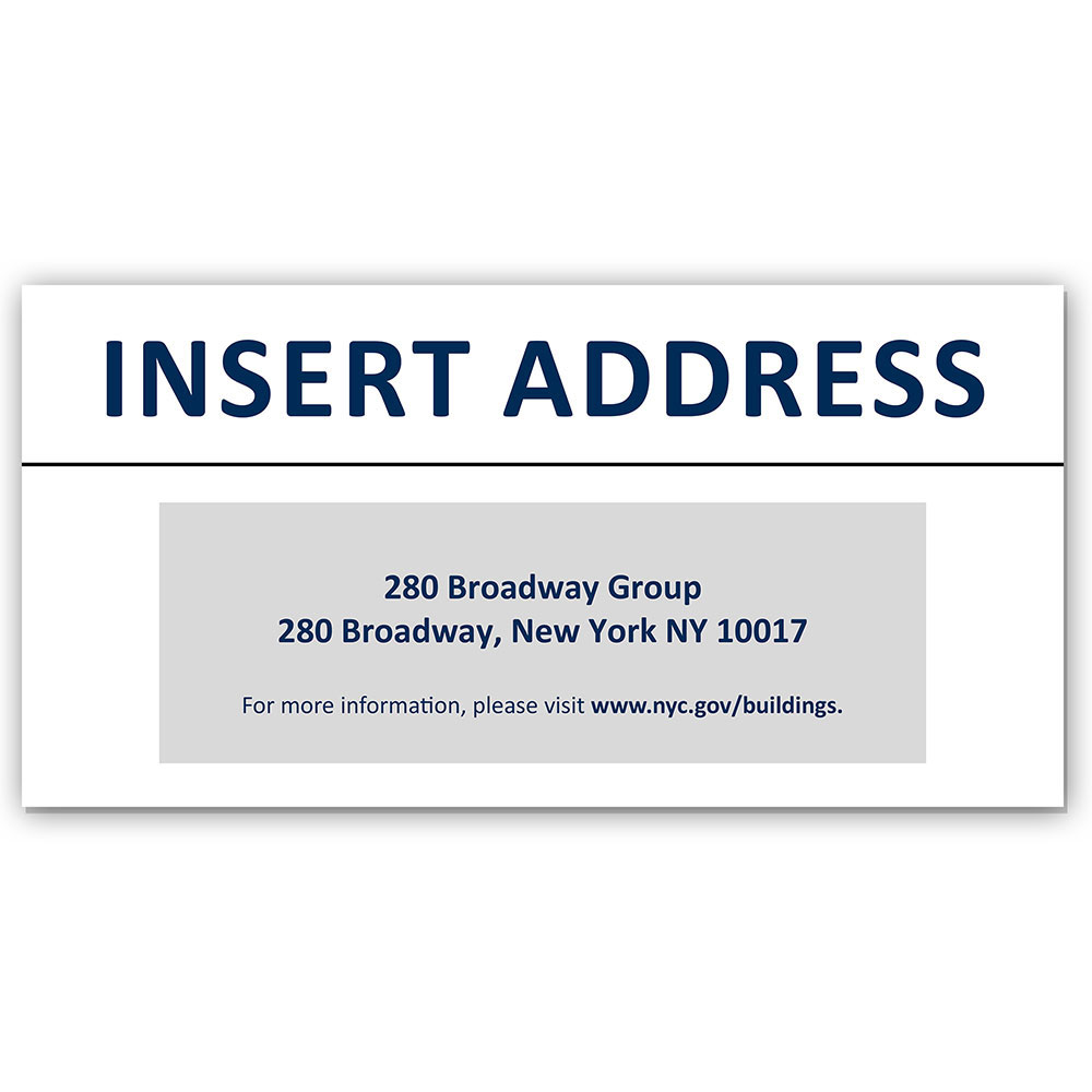 NYC SIDEWALK SHED PANEL SIGN My Sign Station