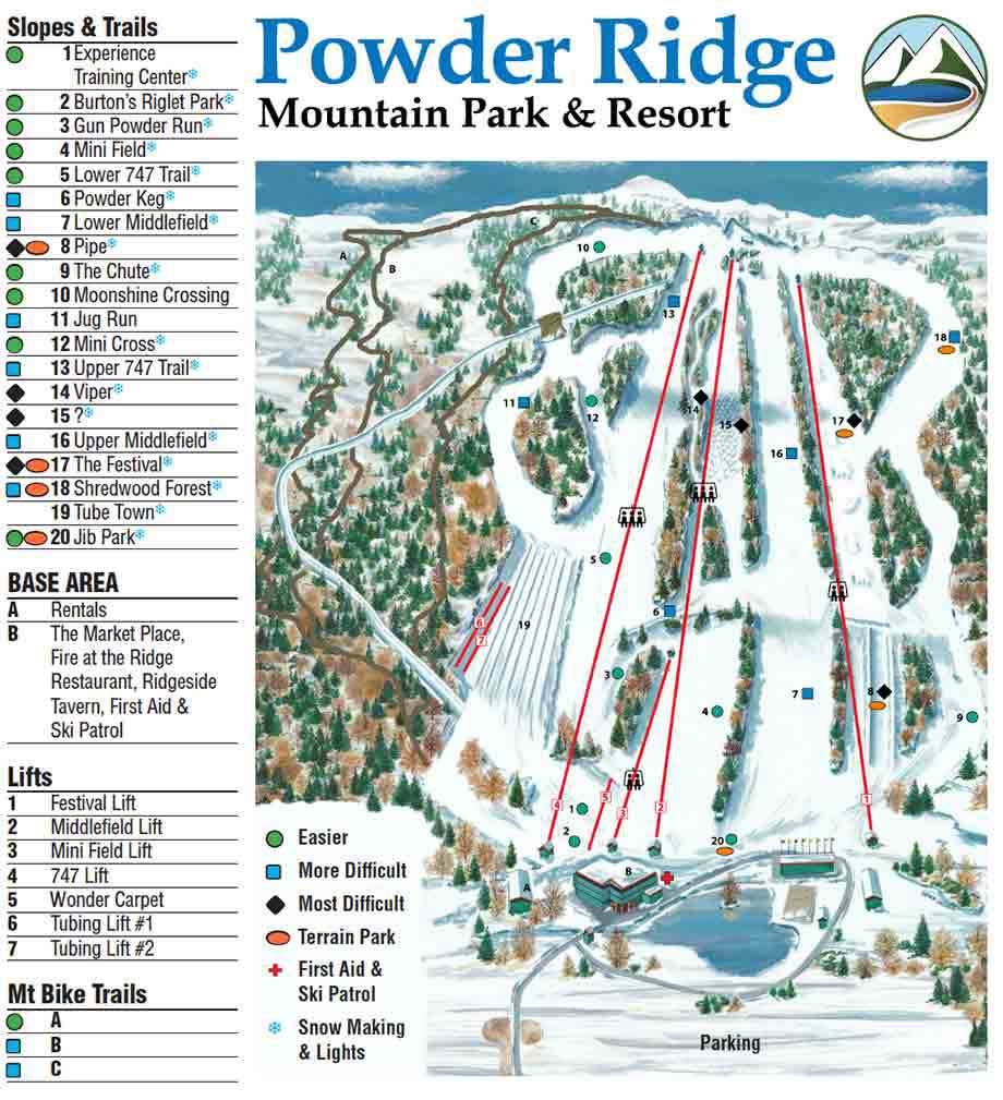 Powder Ridge, Connecticut, USA Ski Trail Map Free Download