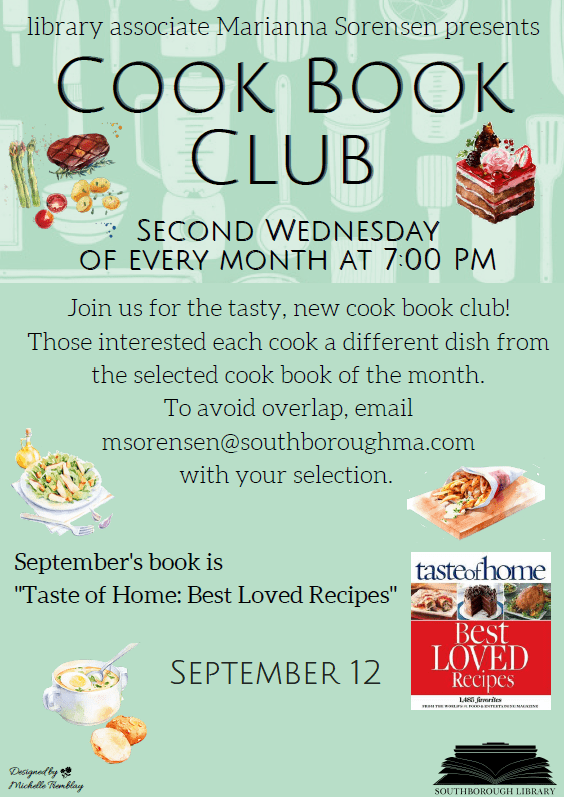Cook Book Club starting in September My Southborough