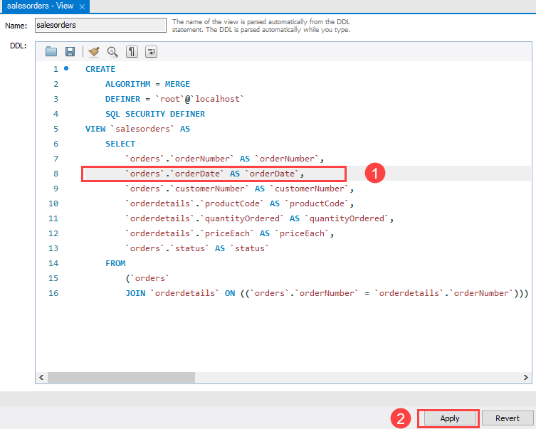 MySQL ALTER VIEW