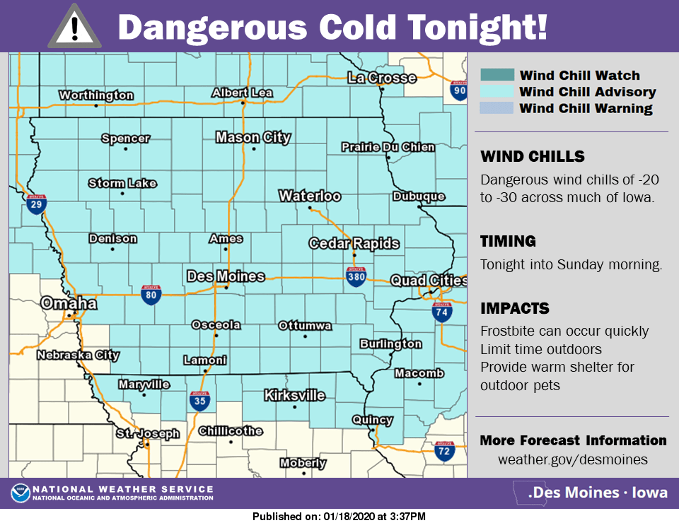WIND CHILL ADVISORY until Noon CST Sunday for the entire listening area