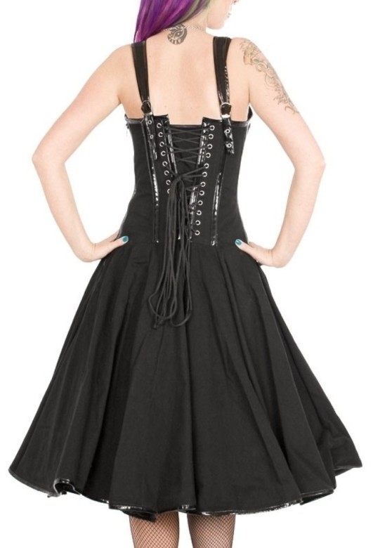 Burleska Plus Size Dominatrix Punk Rock Gothic Black Twill PVC Buckle