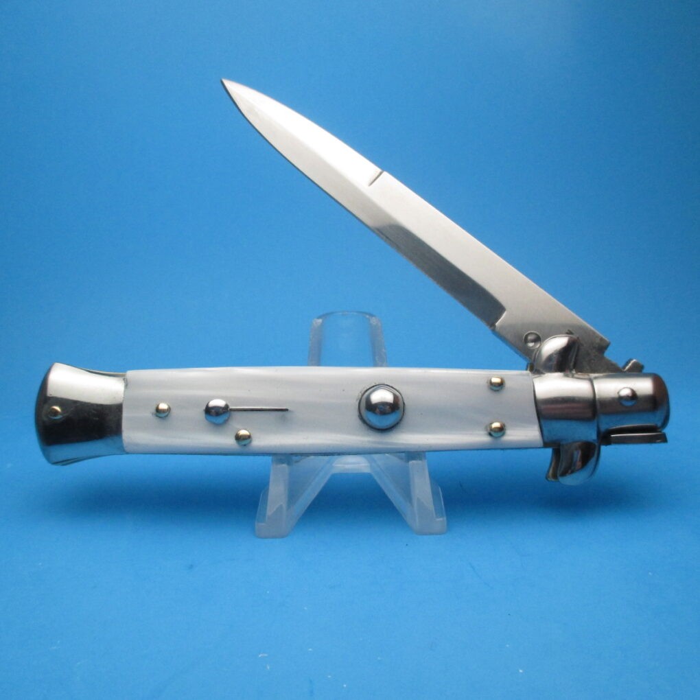 Italian Stiletto 9″ White Pearlex Switchblade MySwitchblade