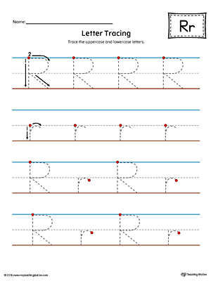 Letter R Tracing Printable Worksheet (Color) | MyTeachingStation.com