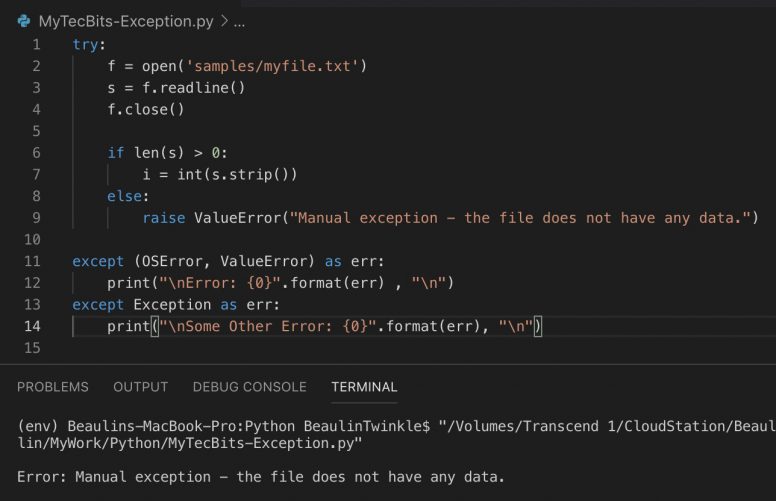 Manually raising exception in Python My Tec Bits