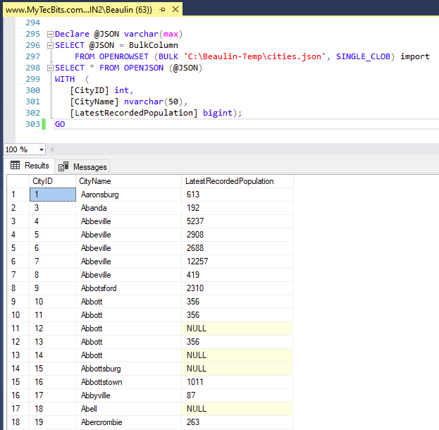 How to import data from JSON file to SQL Server DB? My Tec Bits
