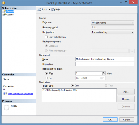 TRANSACTION LOG Backups in SQL Server Step by Step Tutorial with