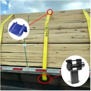 4 Inch Winch Straps with Flat Hooks for Flatbed Trailers - Mytee Products