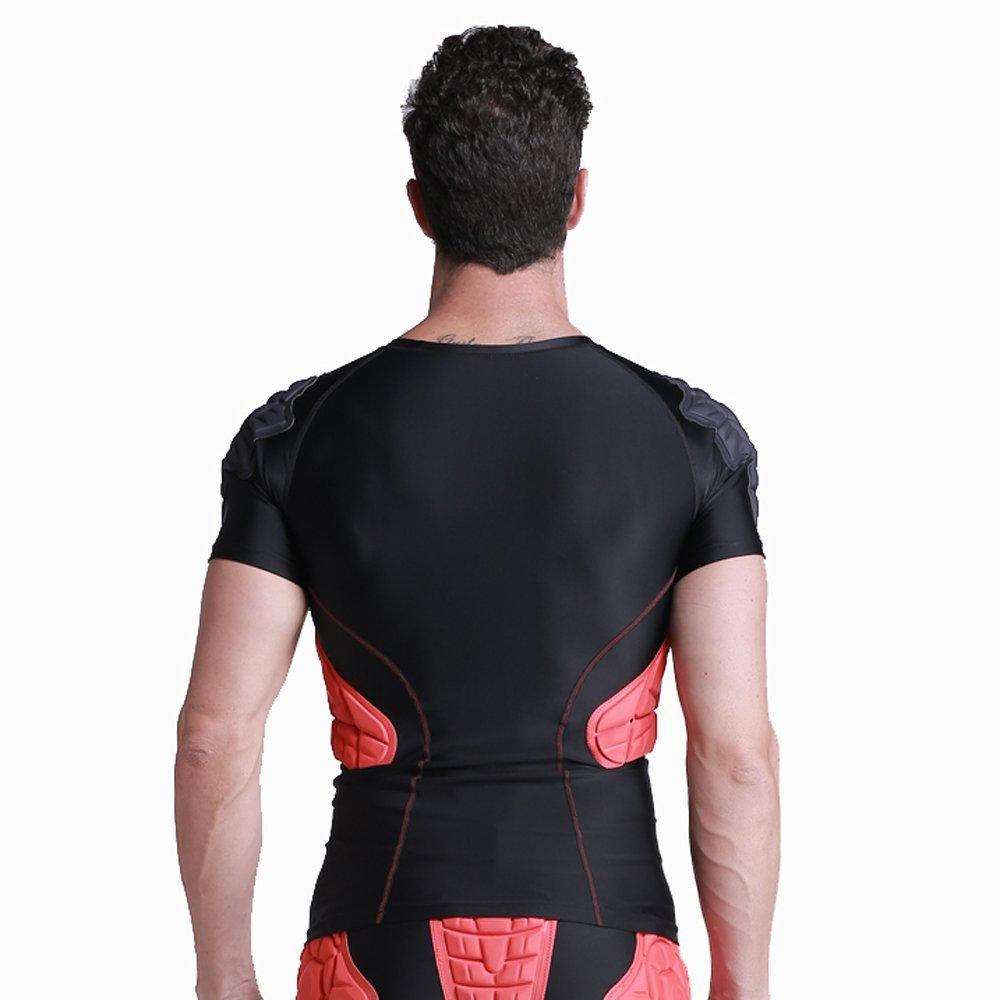 TUOY Men’s Padded Compression Shirt Protective T Shirt Rib Chest
