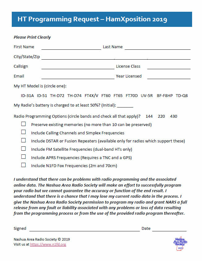 Get A Custom Program for Your HT Nashua Area Radio Society