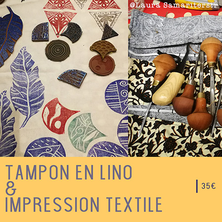 atelier impression sur textile - technique au tampon