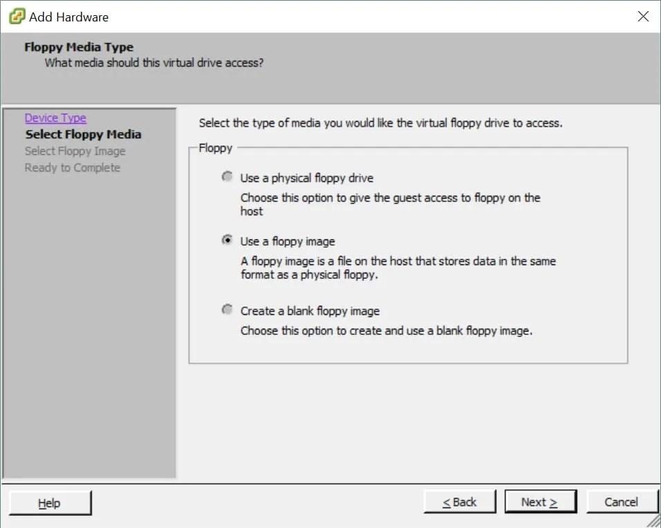 How to Add a Virtual Floppy Drive to VMware VMs